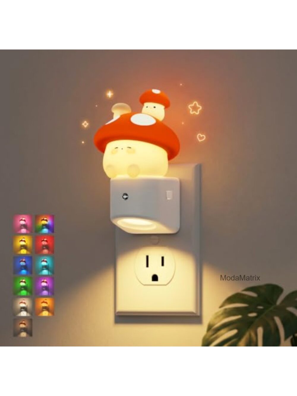 3D Mushroom Night Light Plug into Wall, Dusk to Dawn Sensor, 3 Modes